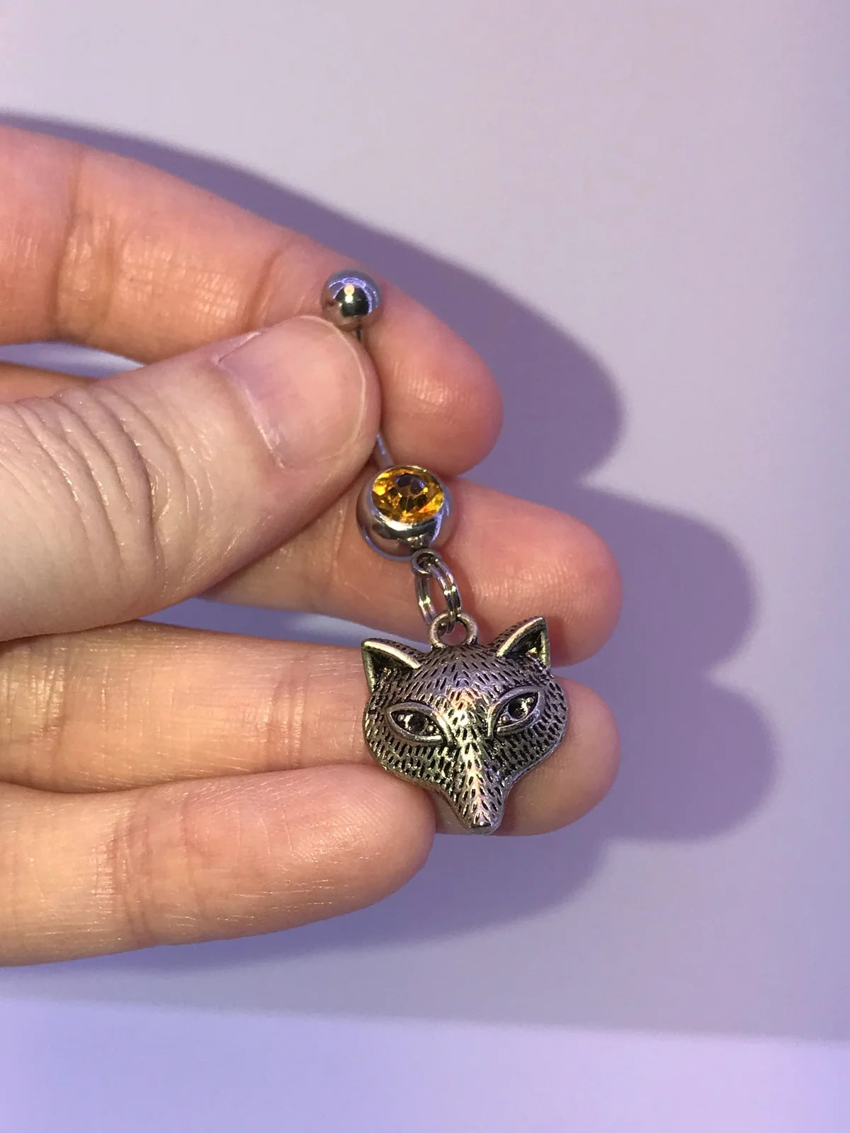 Wolf or Fox Dangle Belly Ring