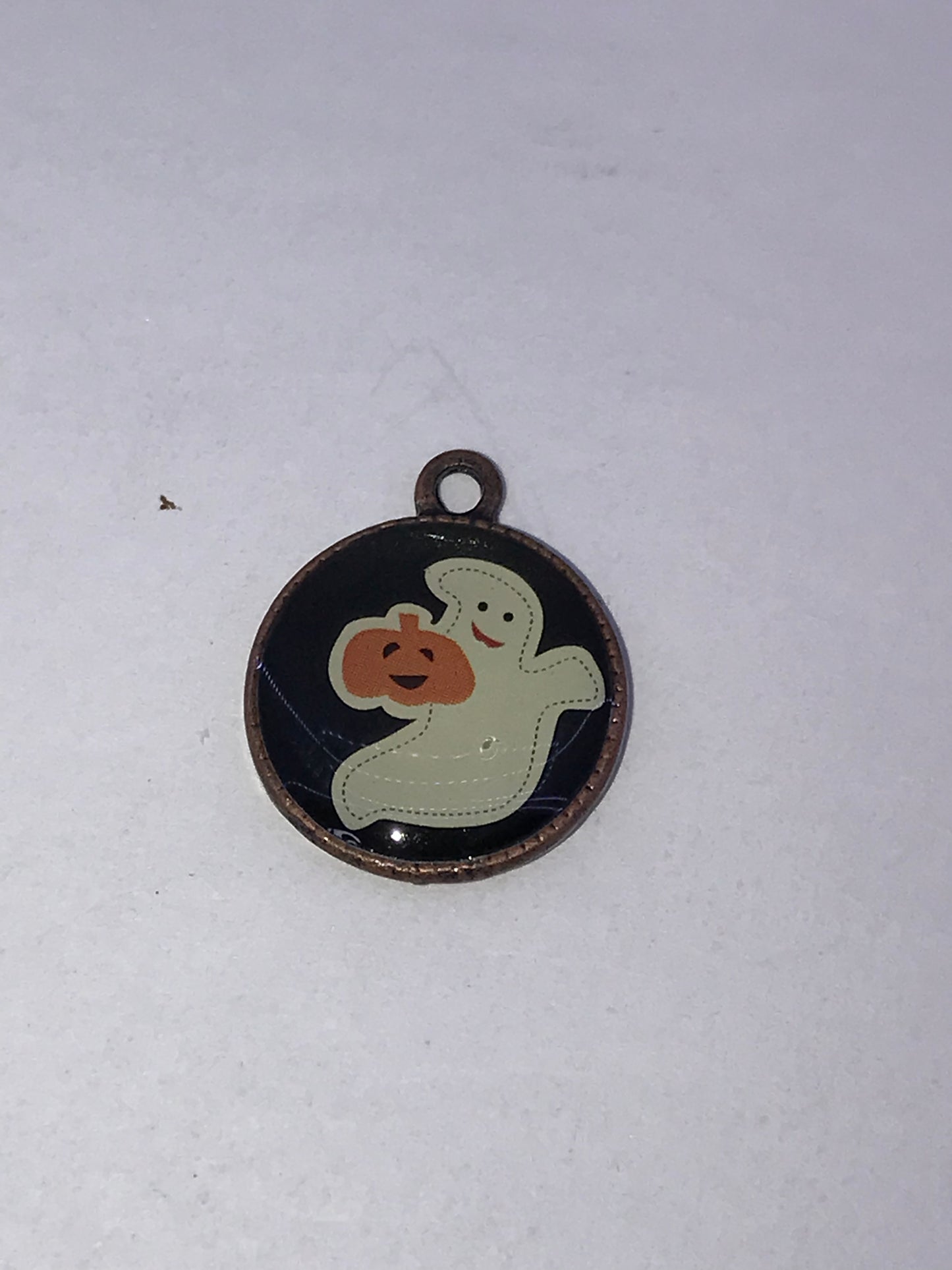 Cute Ghost with Pumpkin Halloween Charm