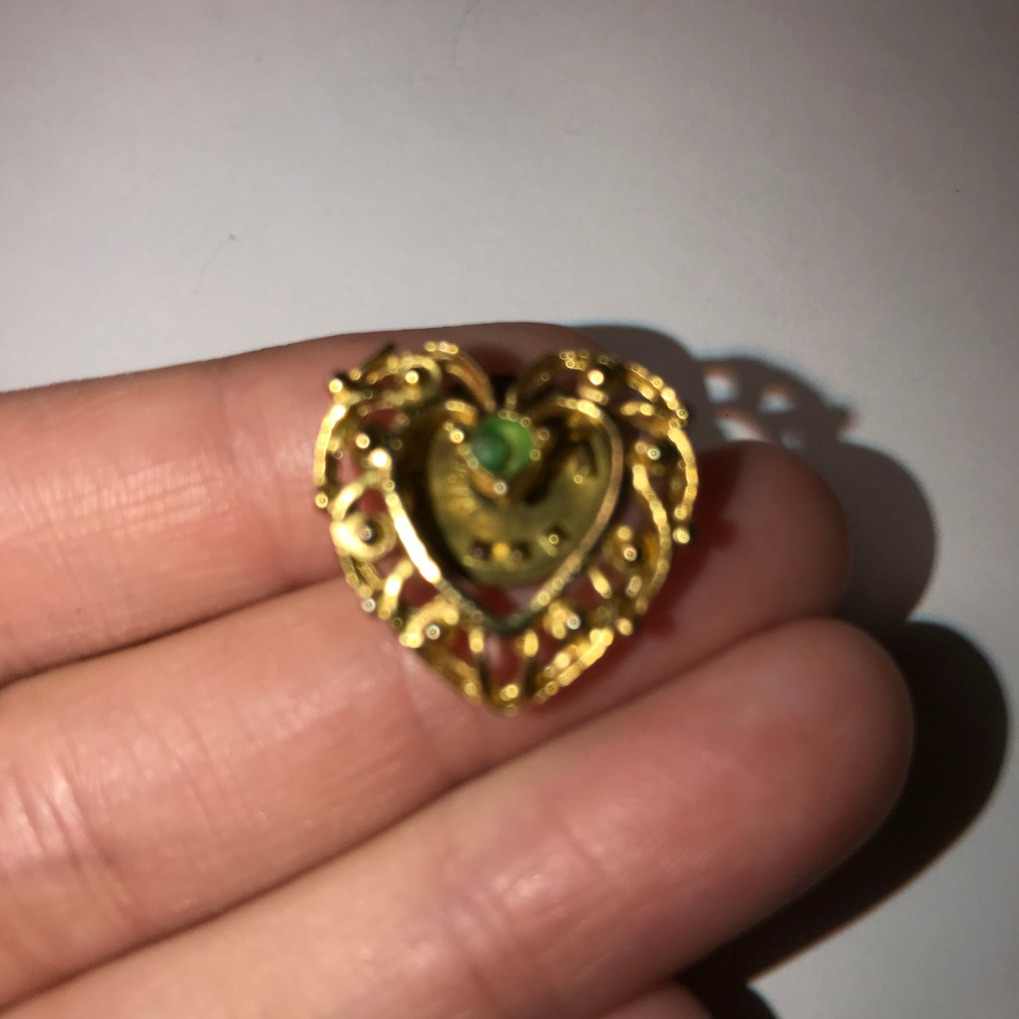 Gold and Green Heart Pin