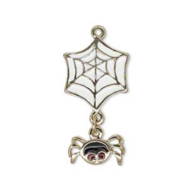 Golden Spider Web with Spider Dangle Pendant