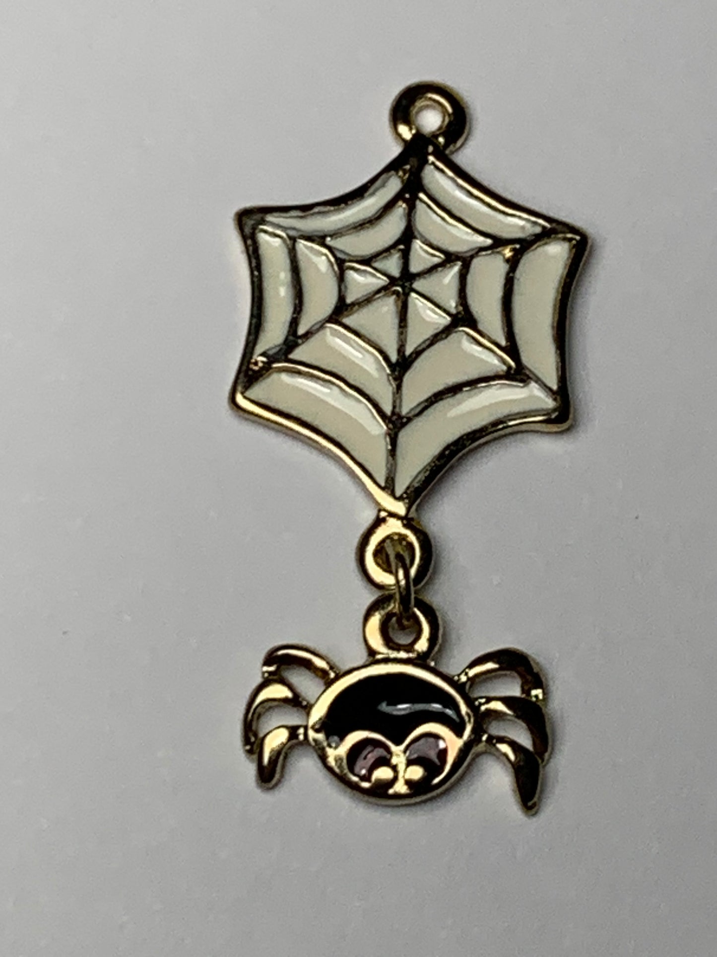 Golden Spider Web with Spider Dangle Pendant