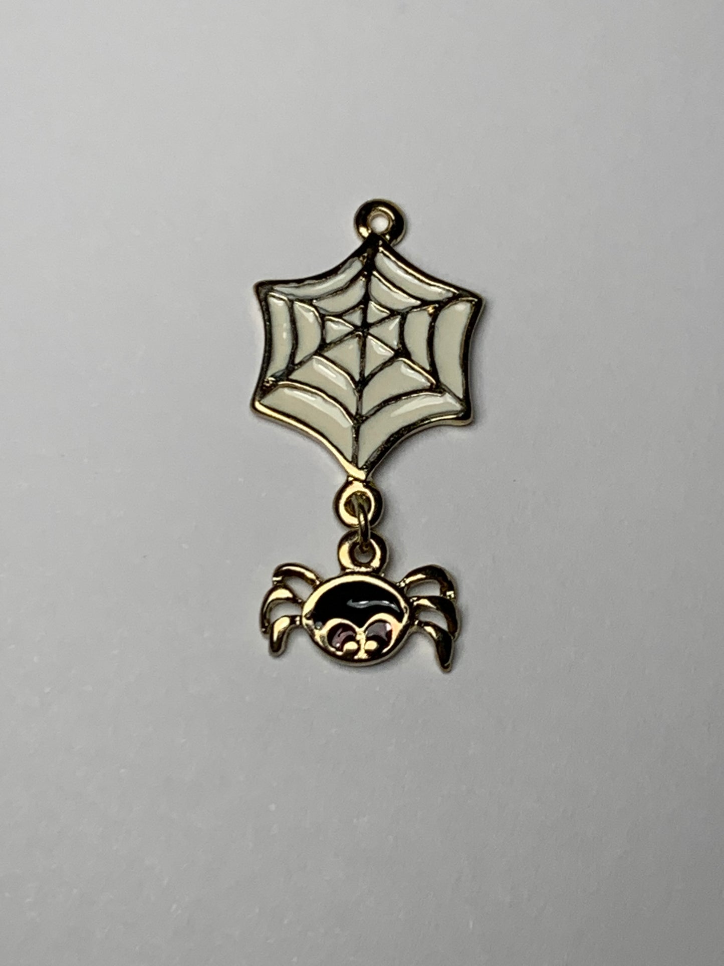 Golden Spider Web with Spider Dangle Pendant