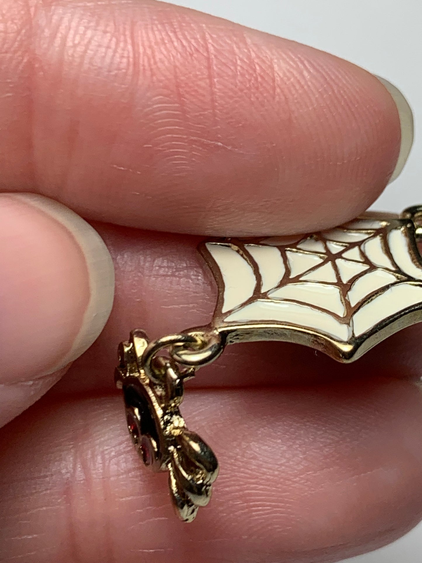 Golden Spider Web with Spider Dangle Pendant