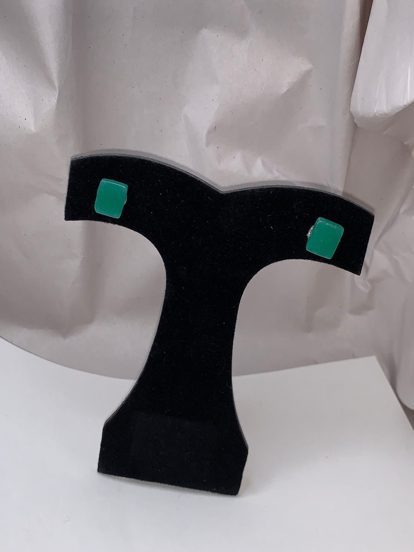 10x8mm Rectangular Green Aventurine Post Earrings