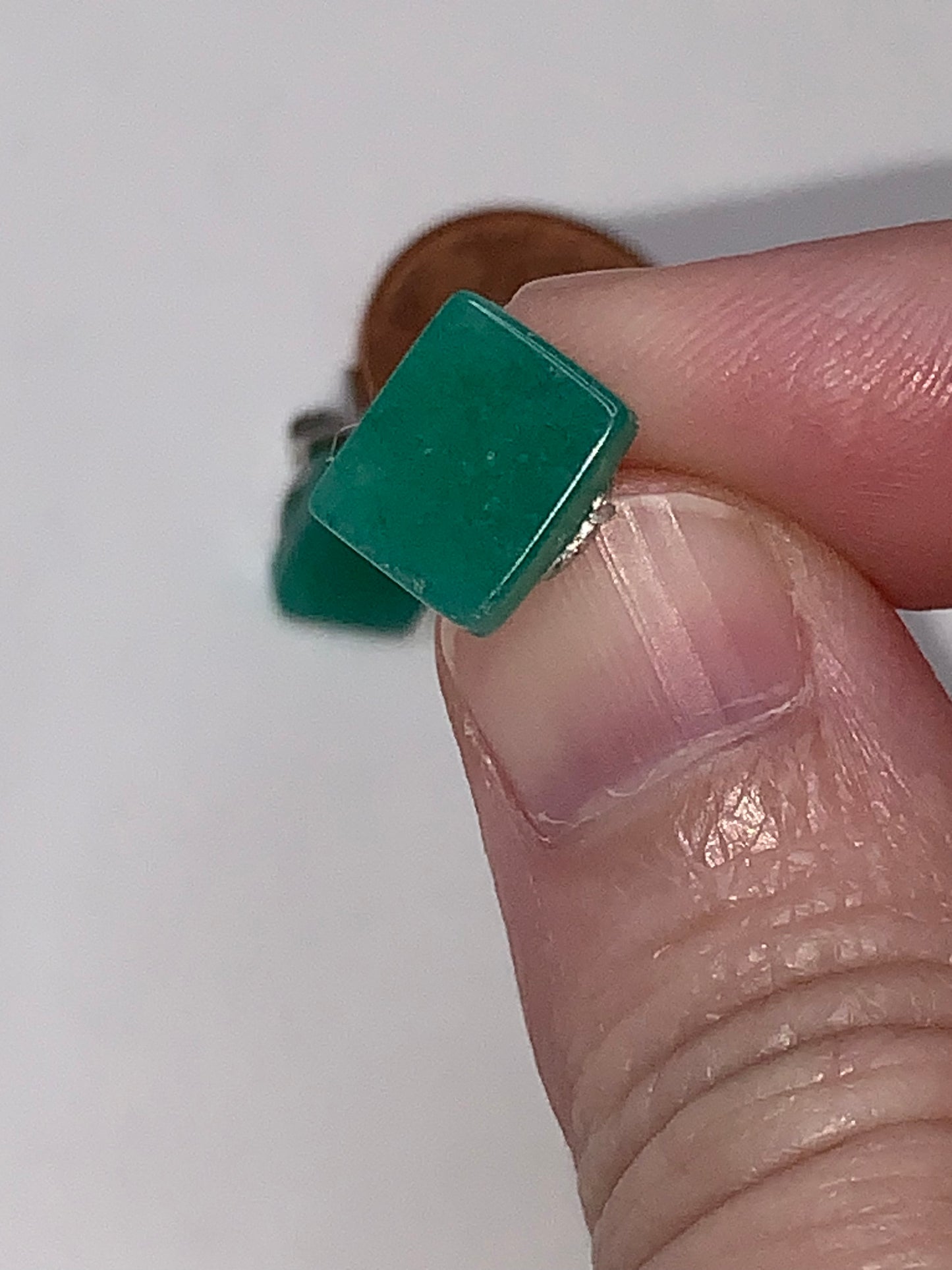 10x8mm Rectangular Green Aventurine Post Earrings