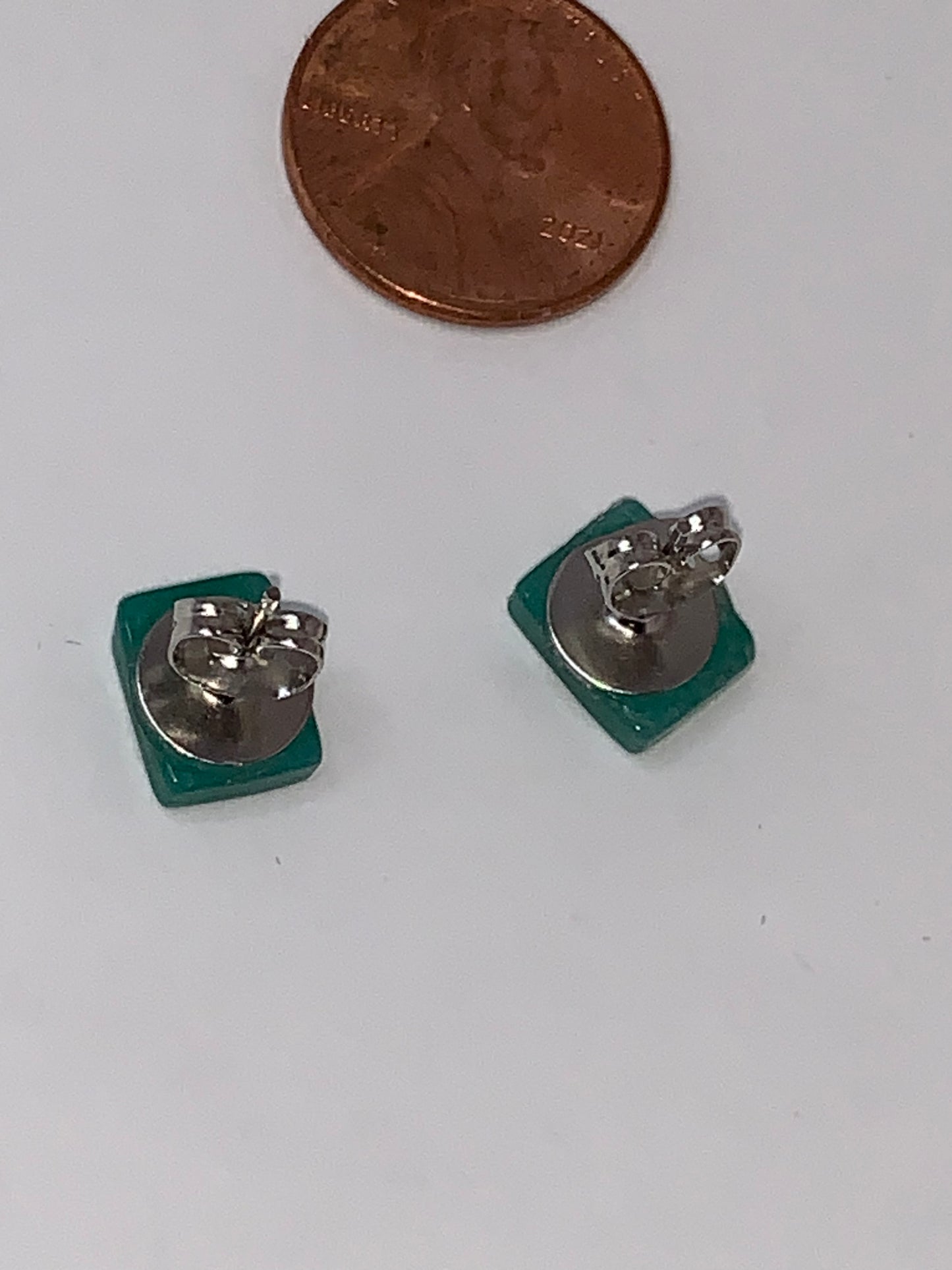 10x8mm Rectangular Green Aventurine Post Earrings