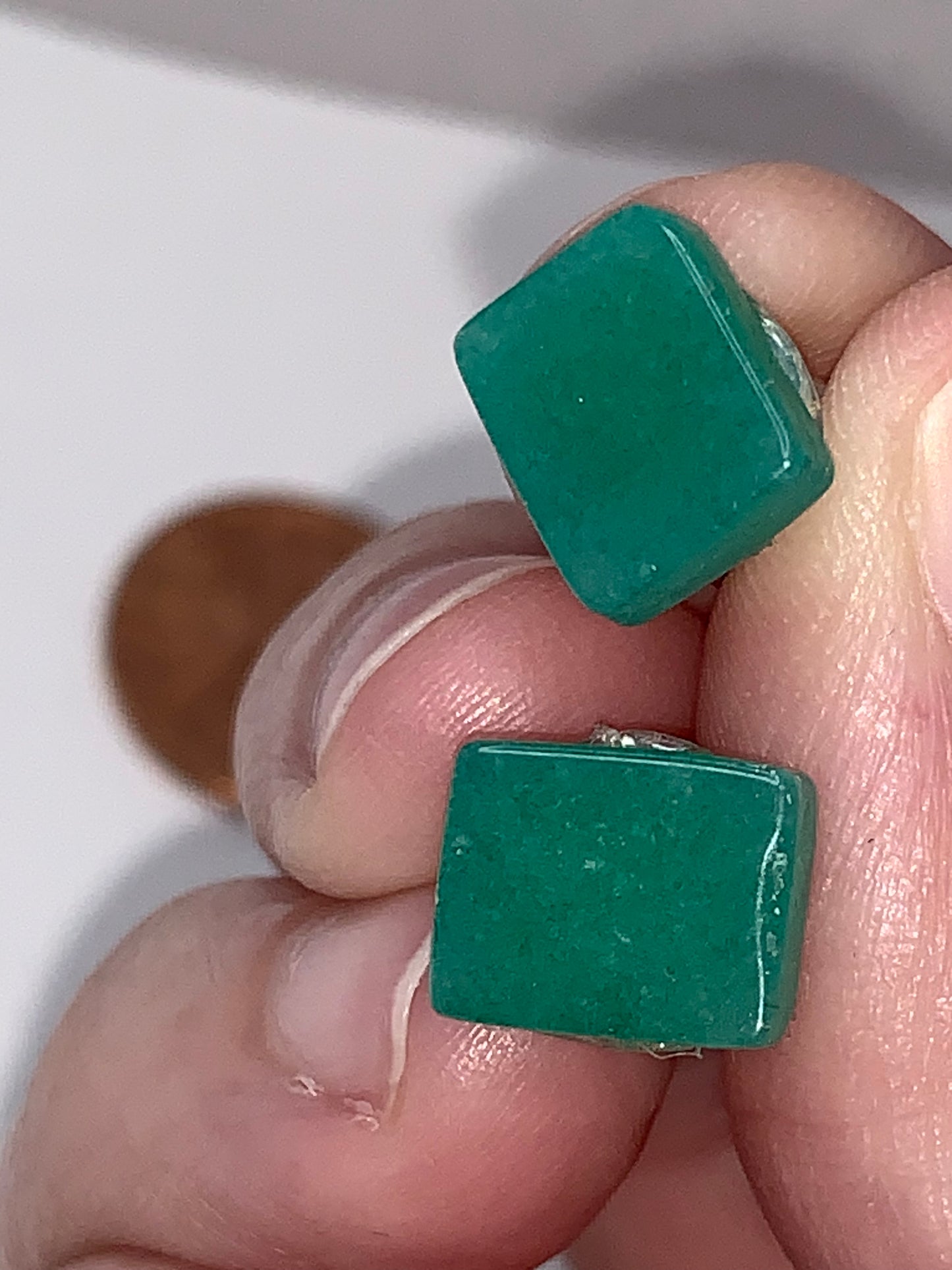10x8mm Rectangular Green Aventurine Post Earrings