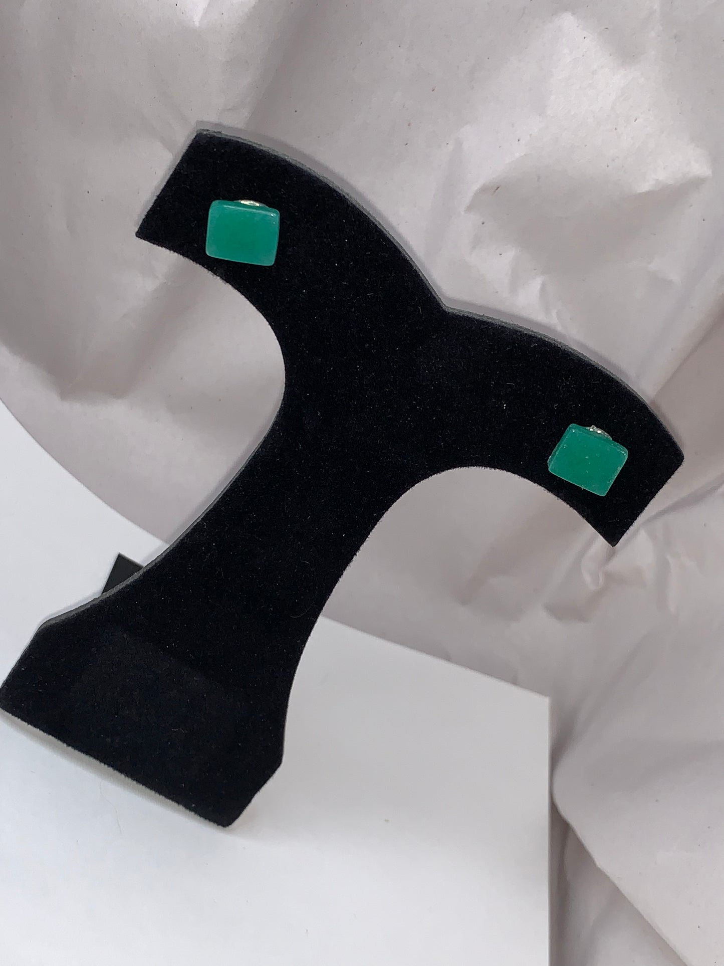 10x8mm Rectangular Green Aventurine Post Earrings