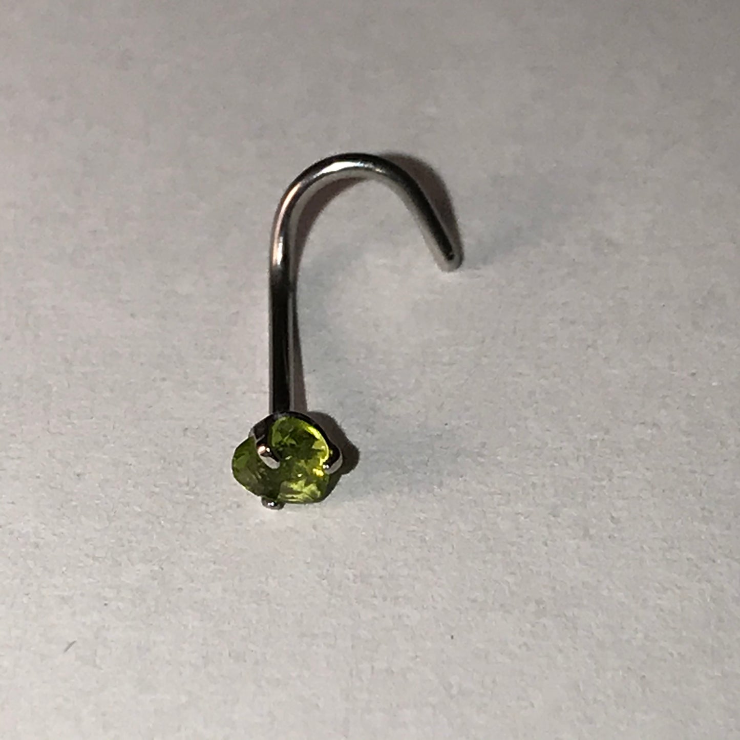 Green Heart 20 Gauge Curved Nose Ring