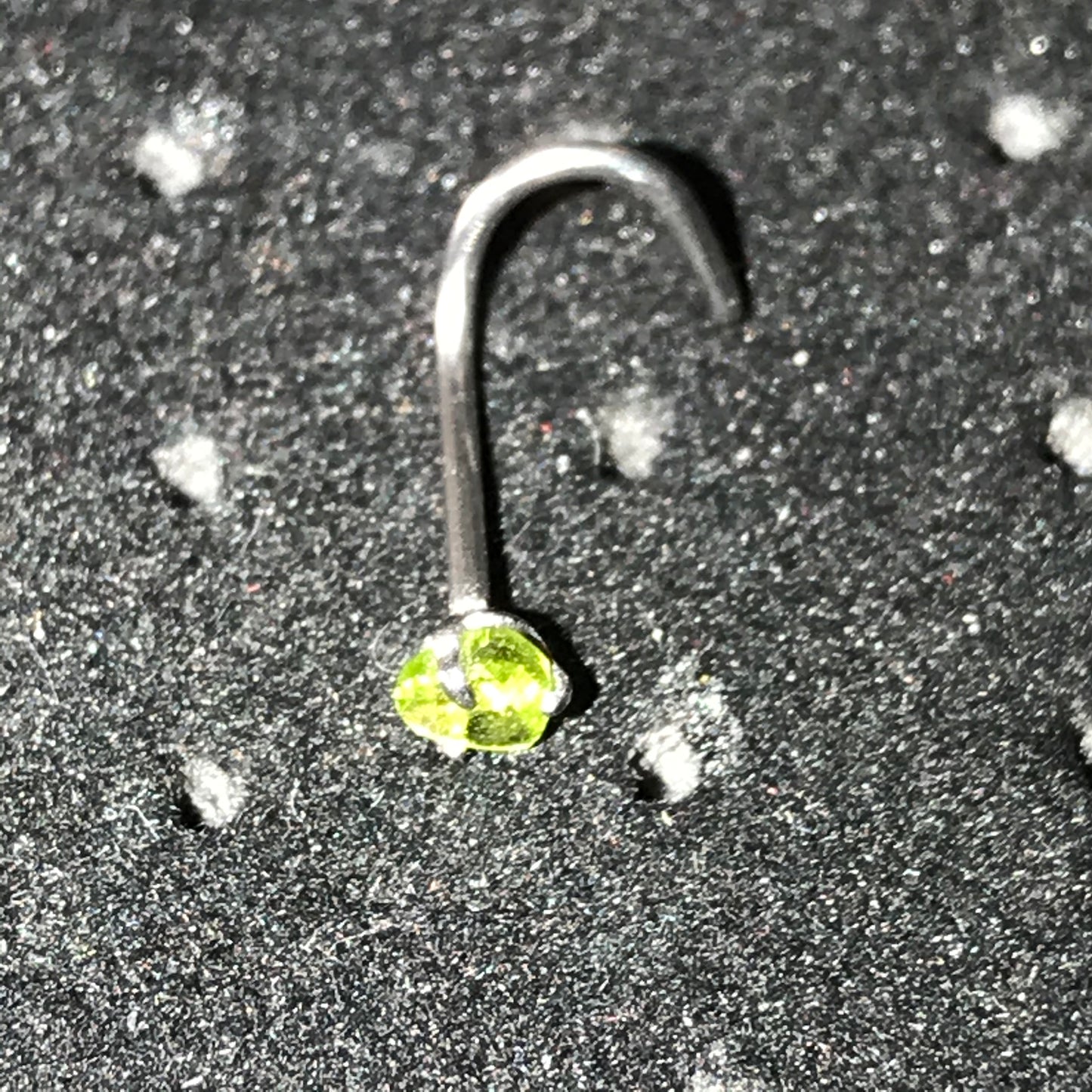 Green Heart 20 Gauge Curved Nose Ring