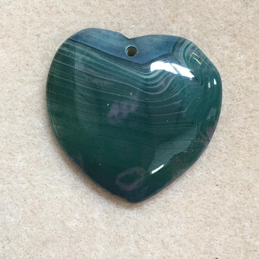 Green Onyx Agate Heart Pendant