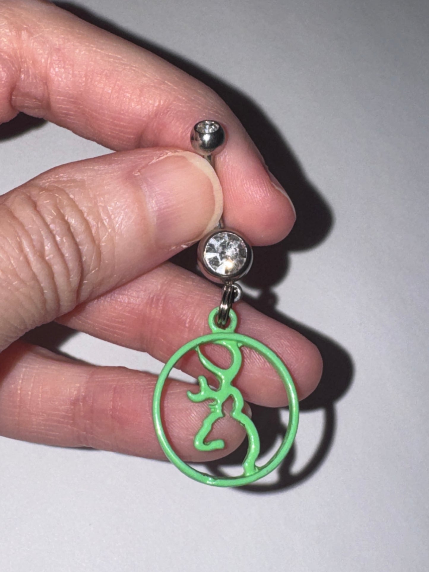 Green Titanium Browning Dangle Belly Ring
