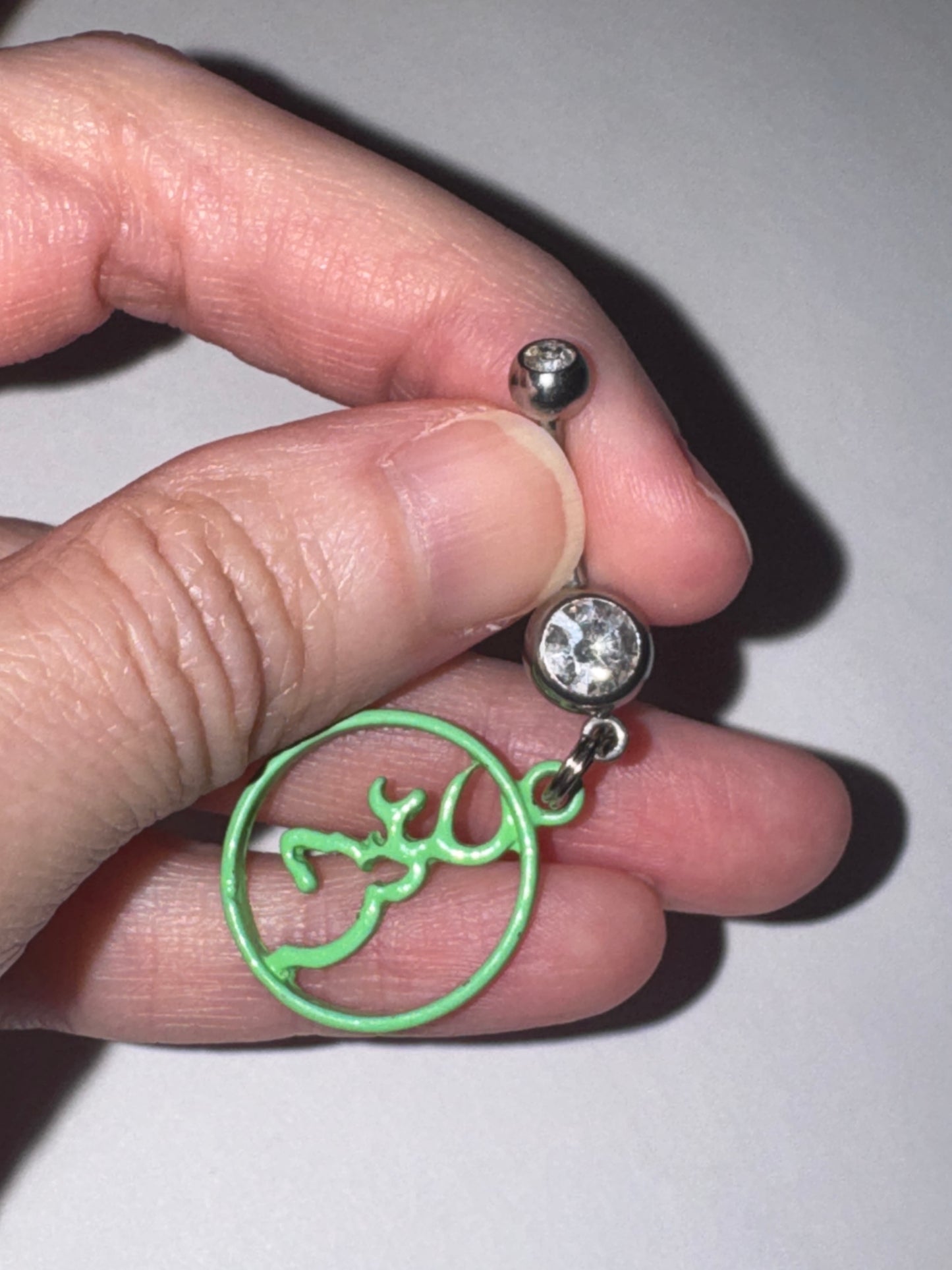 Green Titanium Browning Dangle Belly Ring