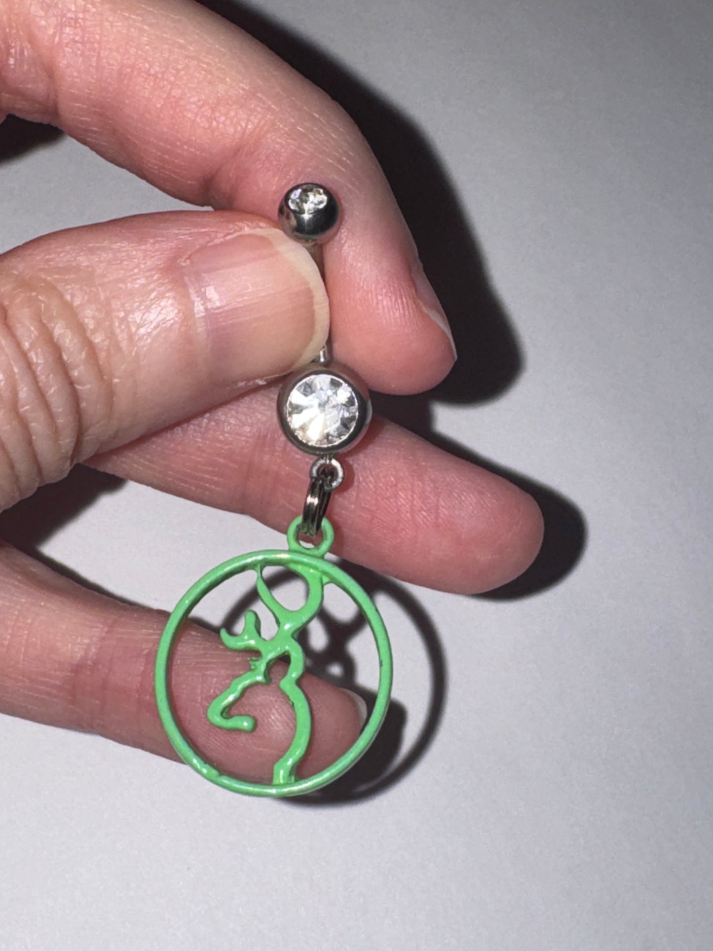 Green Titanium Browning Dangle Belly Ring