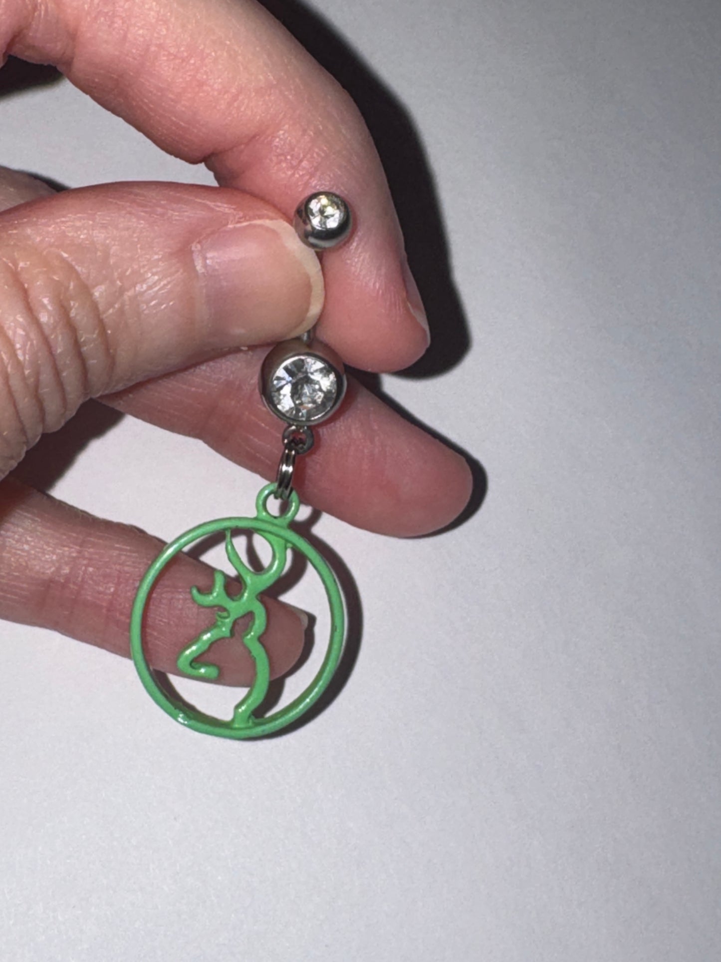 Green Titanium Browning Dangle Belly Ring