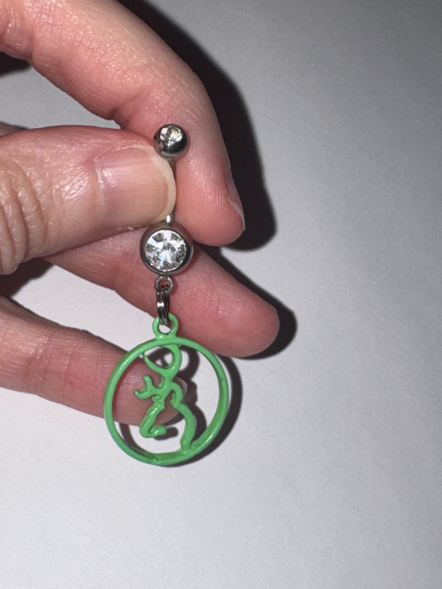Green Titanium Browning Dangle Belly Ring