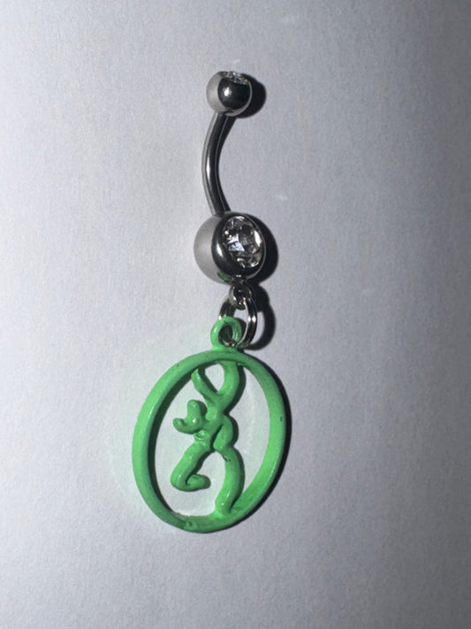 Green Titanium Browning Dangle Belly Ring