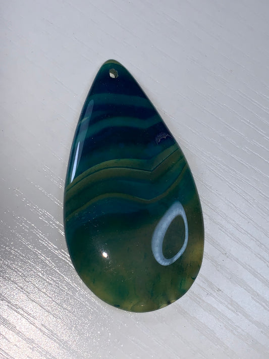 Green and Blue Onyx Agate Teardrop Pendant