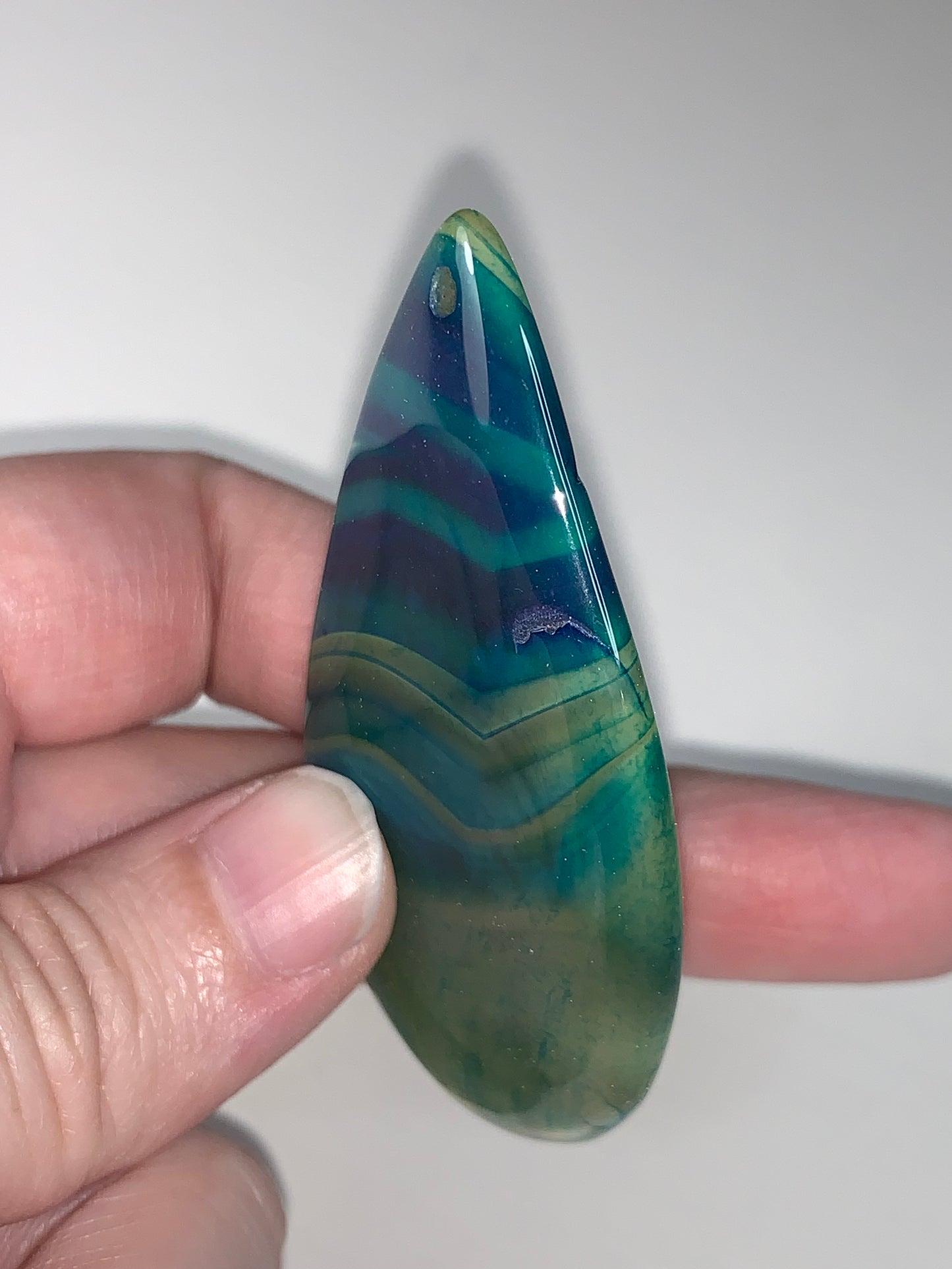 Green and Blue Onyx Agate Teardrop Pendant