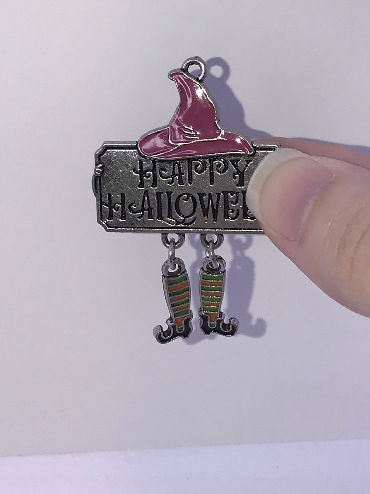 Happy Halloween Witchy Leg Pendant