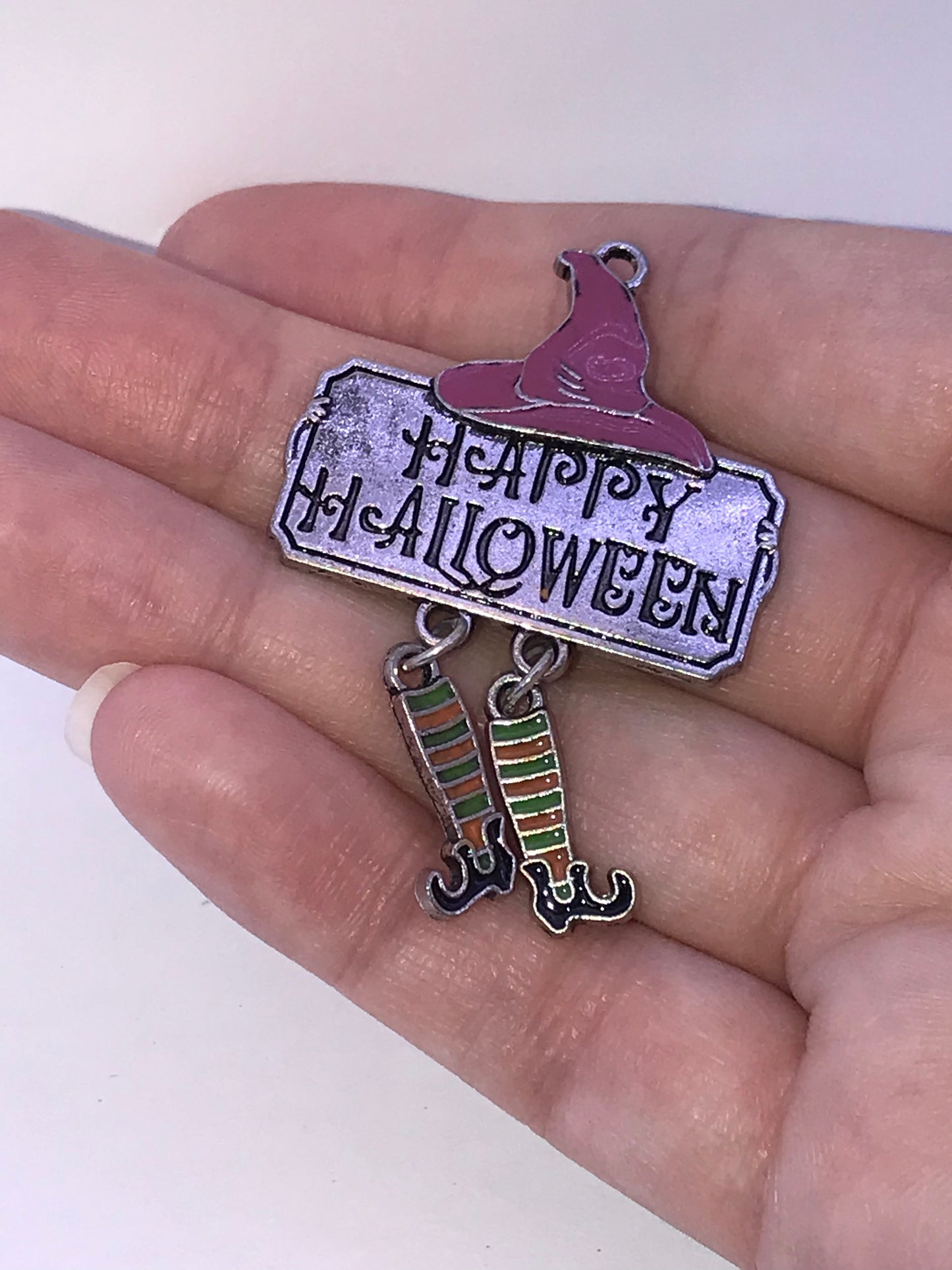 Happy Halloween Witchy Leg Pendant