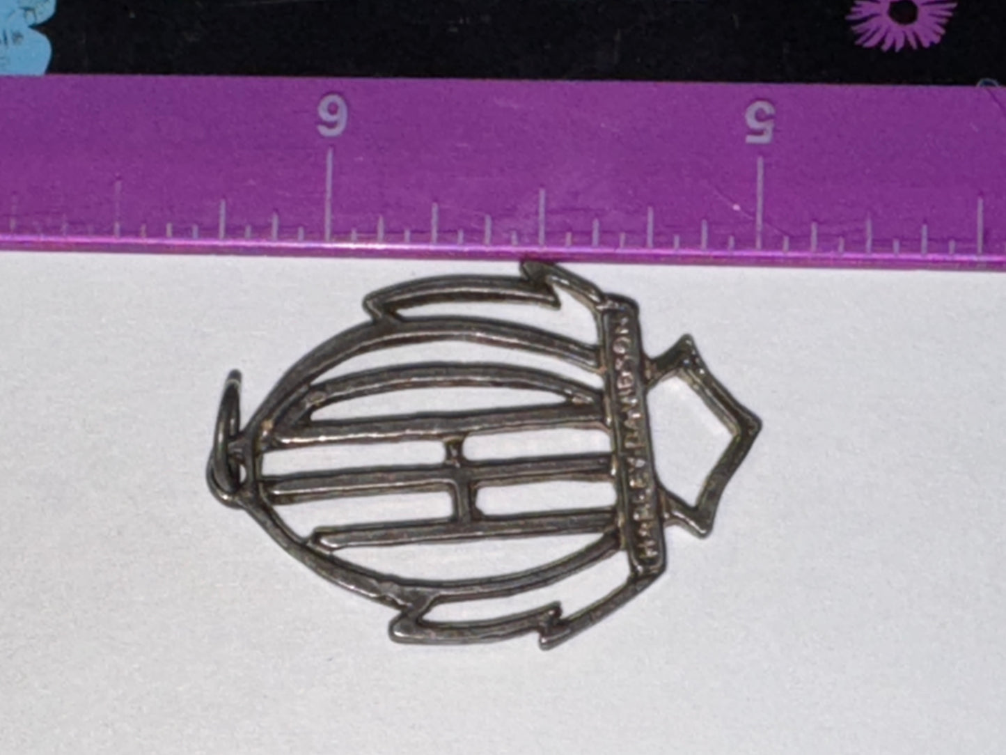 Open Sterling Silver Harley Davidson Pendant