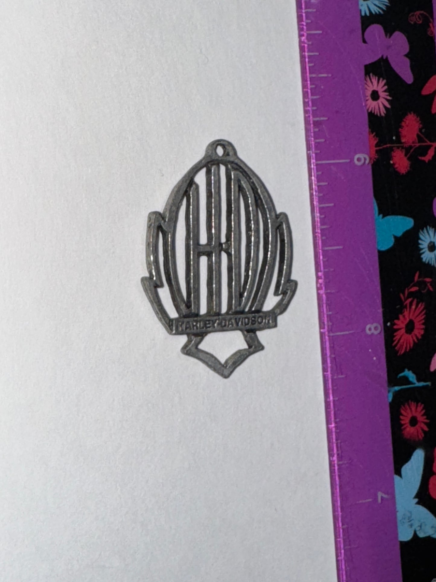 Open Pewter Harley Davidson Pendant