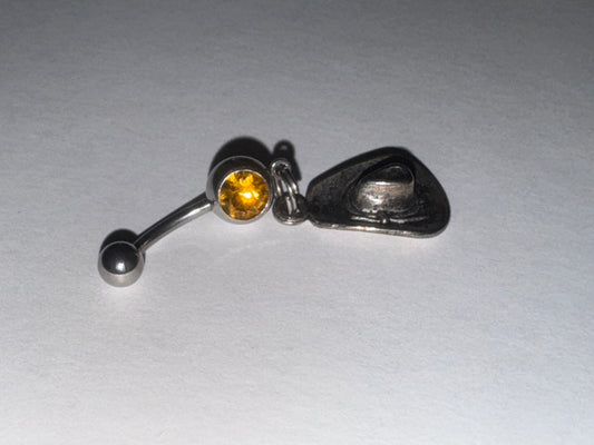 Hat Dangle Belly ring with Topaz Orange Gem