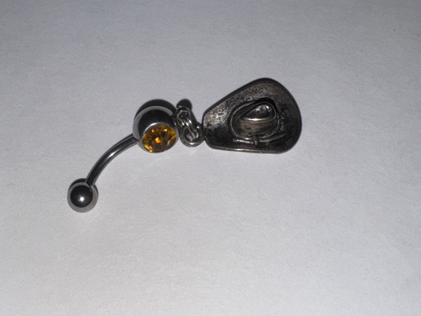 Hat Dangle Belly ring with Topaz Orange Gem