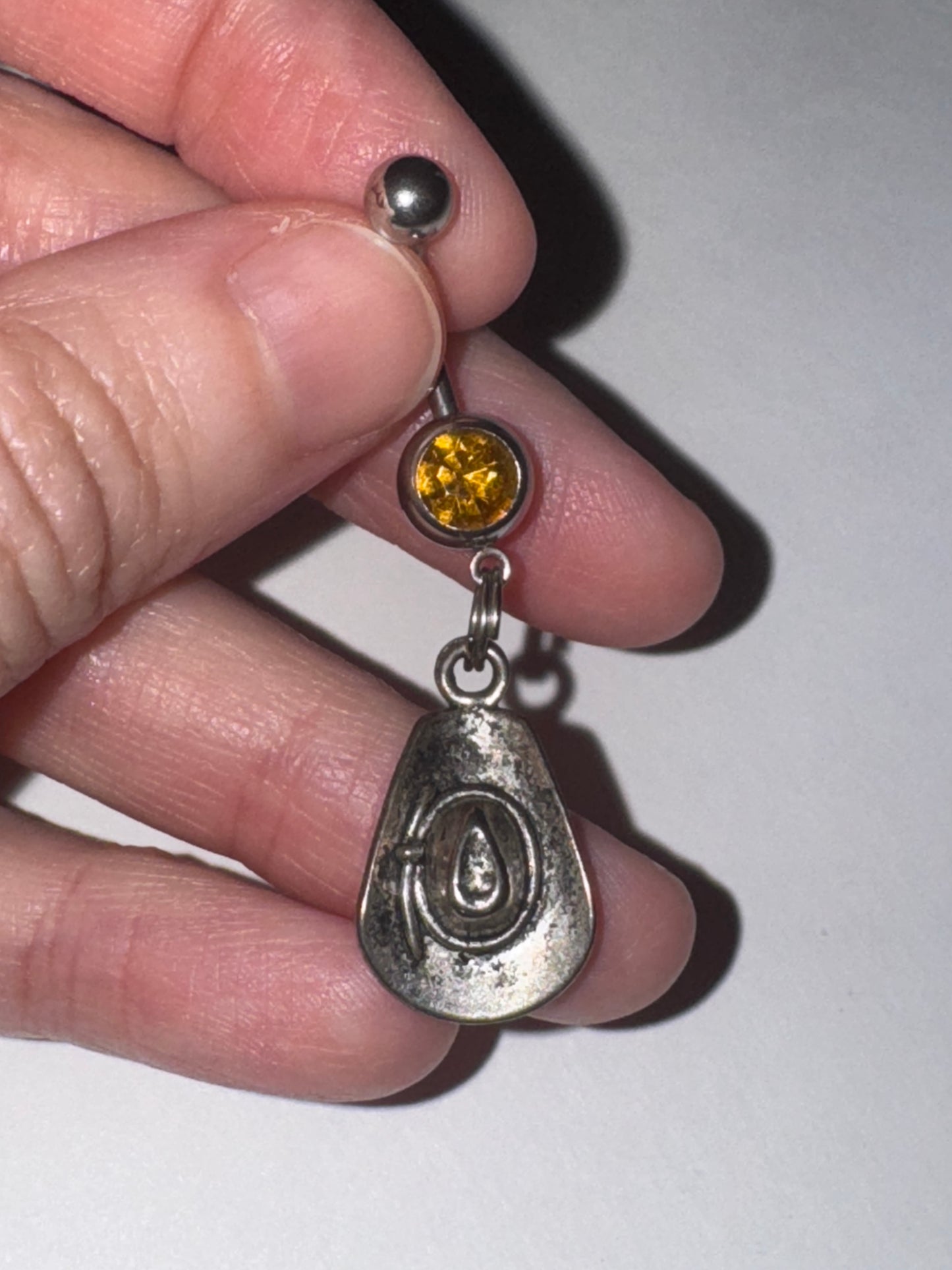 Hat Dangle Belly ring with Topaz Orange Gem