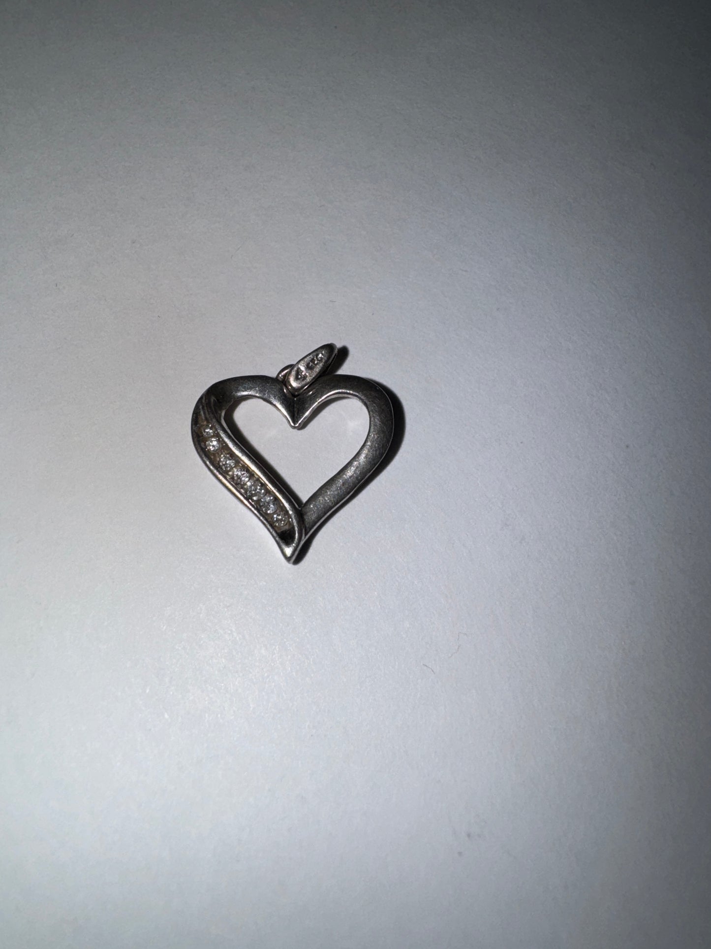 Sterling Silver Heart and White Topaz Pendant