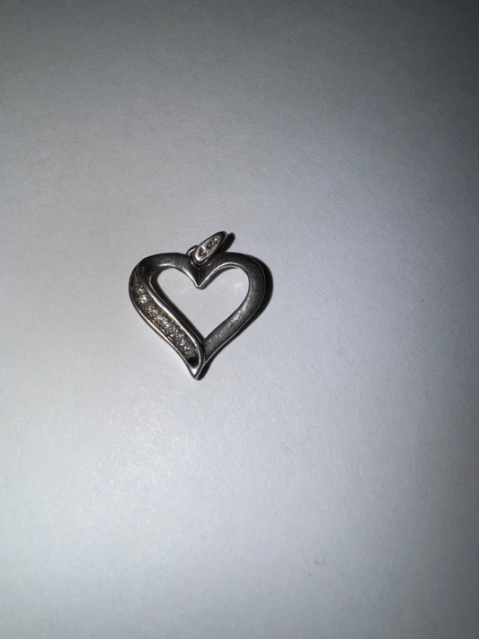 Sterling Silver Heart and White Topaz Pendant