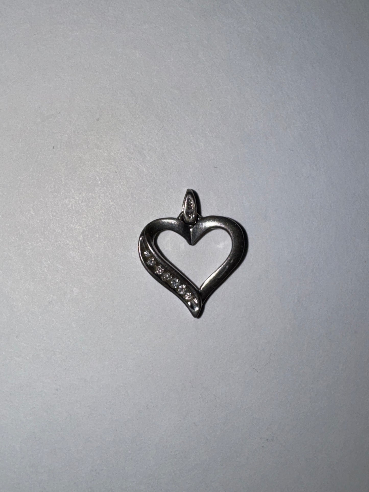 Sterling Silver Heart and White Topaz Pendant