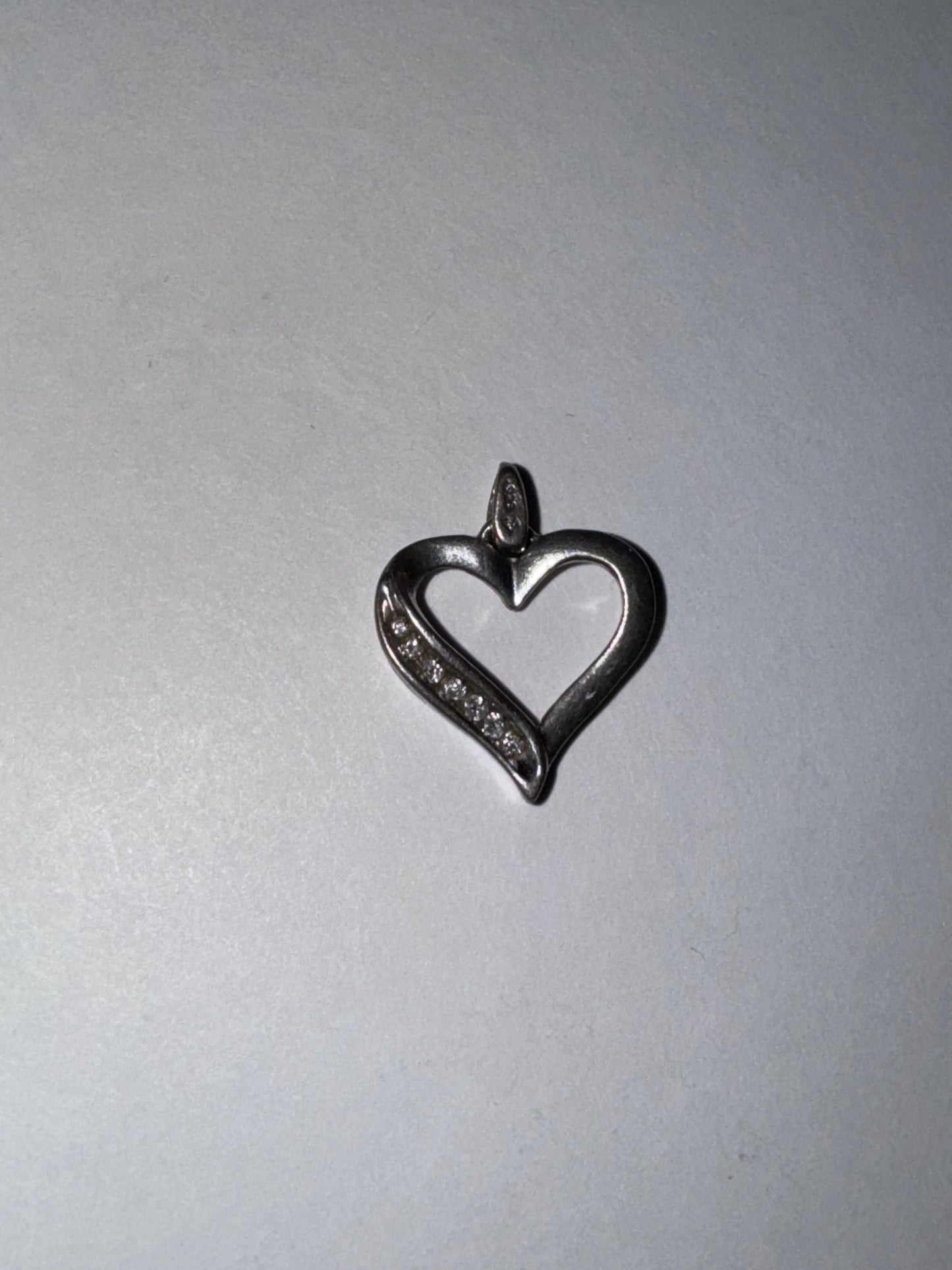 Sterling Silver Heart and White Topaz Pendant
