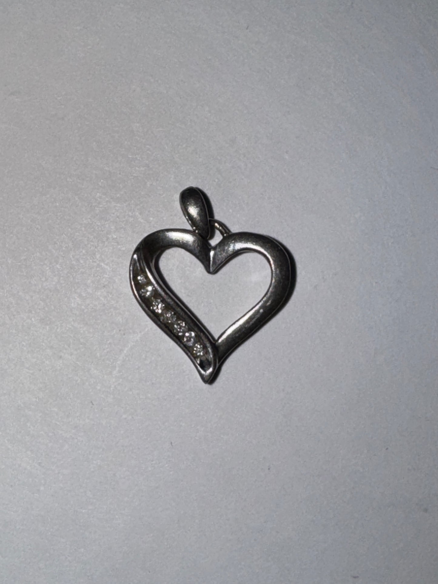 Sterling Silver Heart and White Topaz Pendant