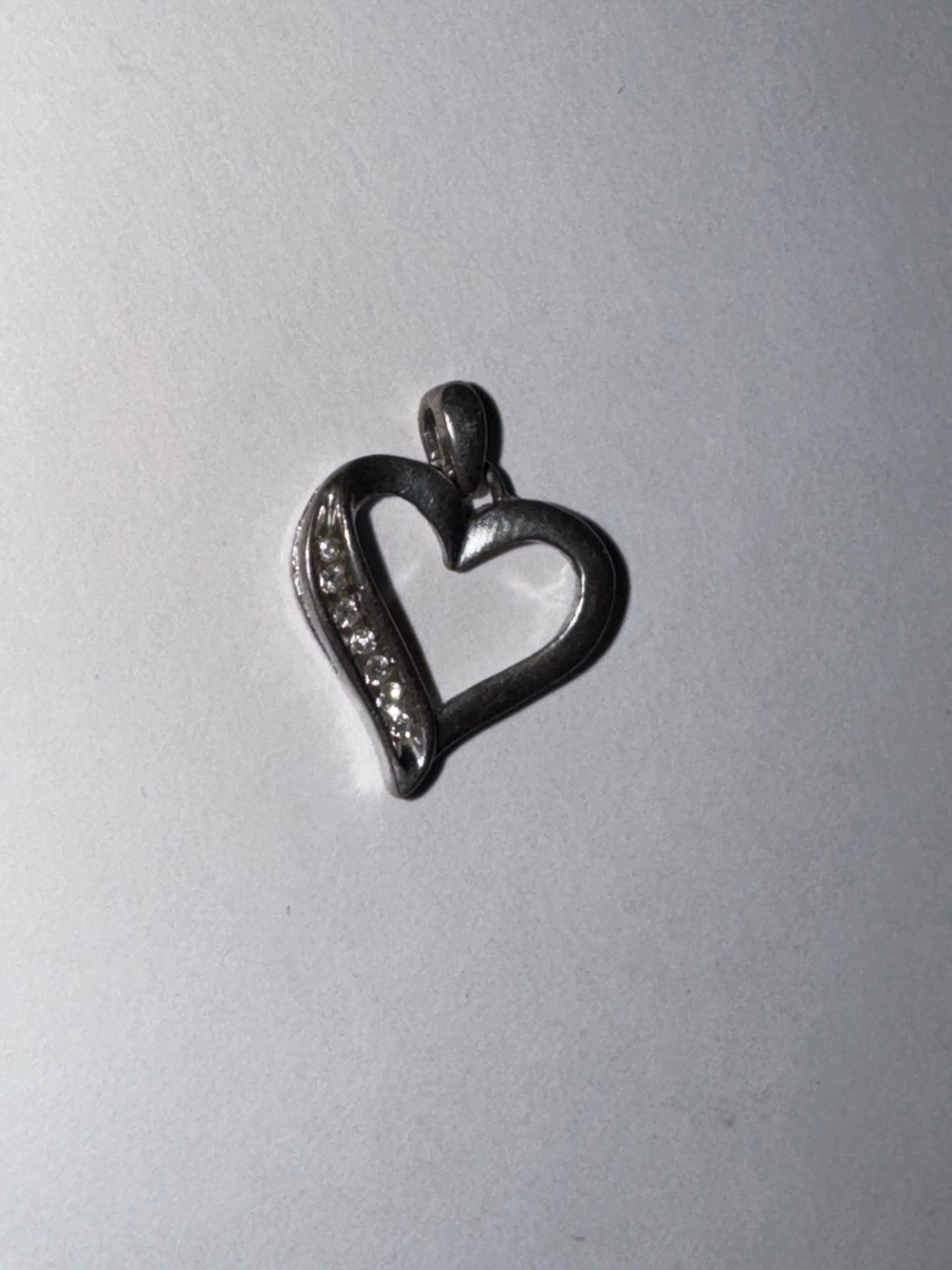 Sterling Silver Heart and White Topaz Pendant