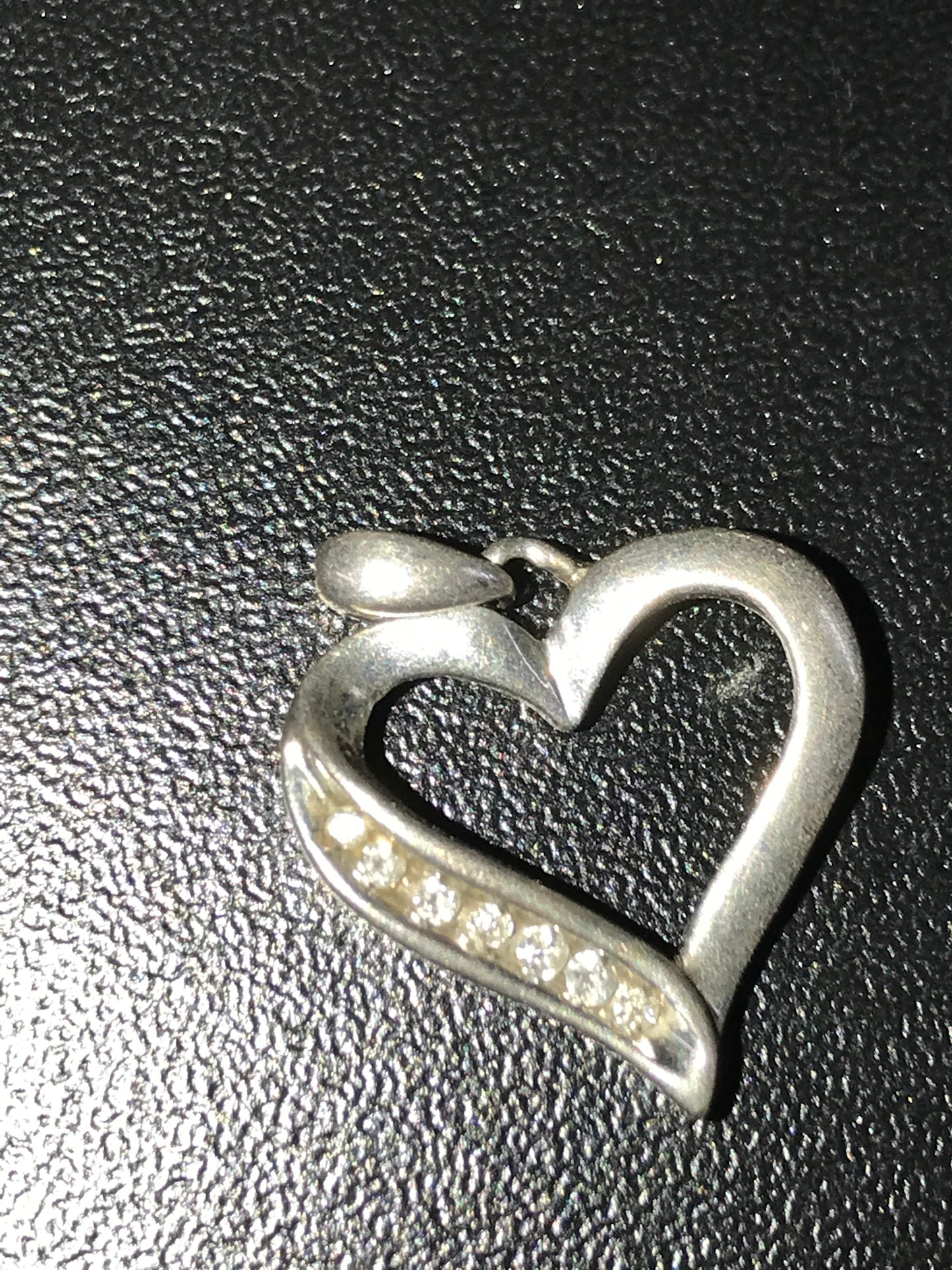 Sterling Silver Heart and White Topaz Pendant