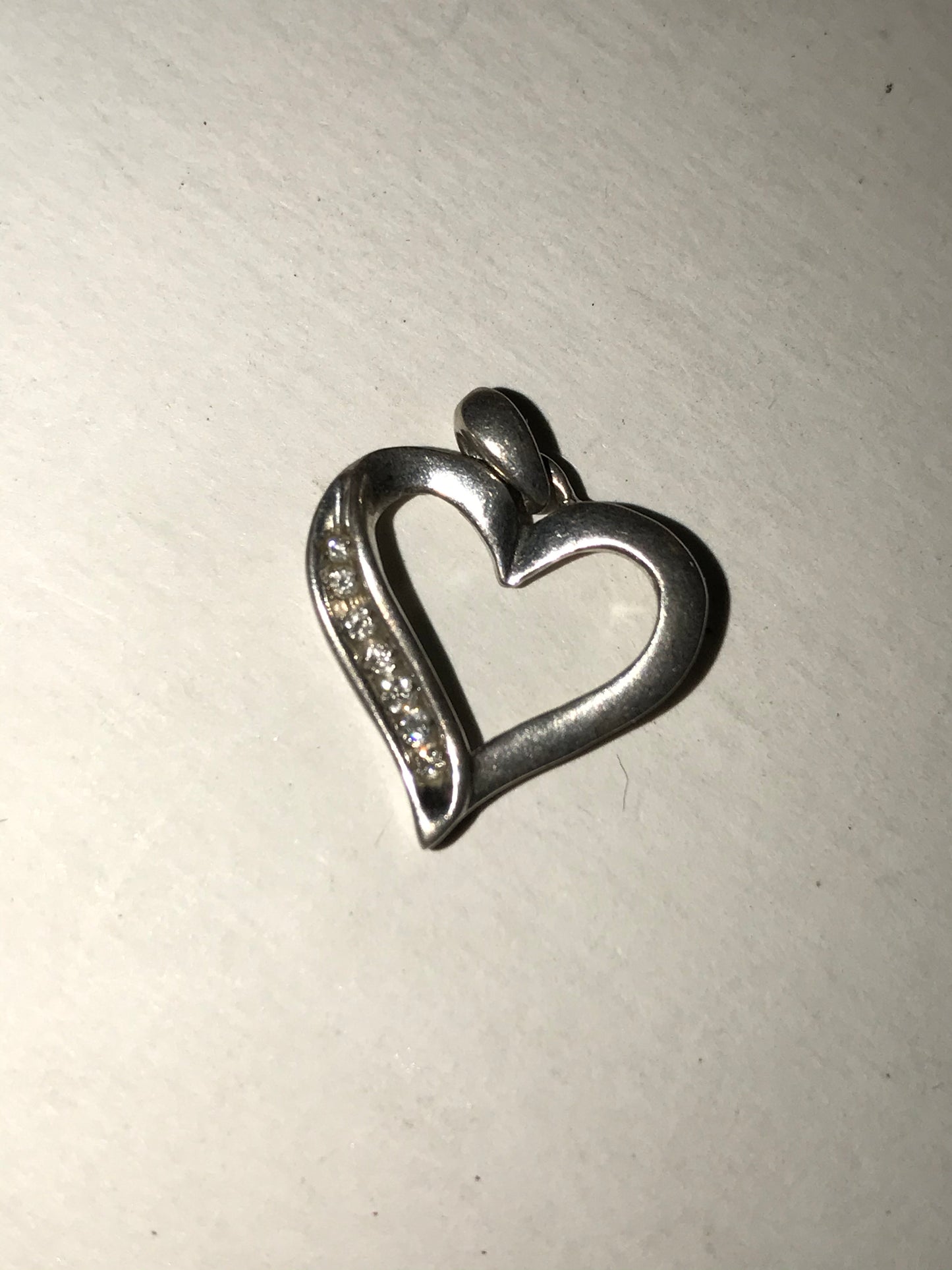 Sterling Silver Heart and White Topaz Pendant