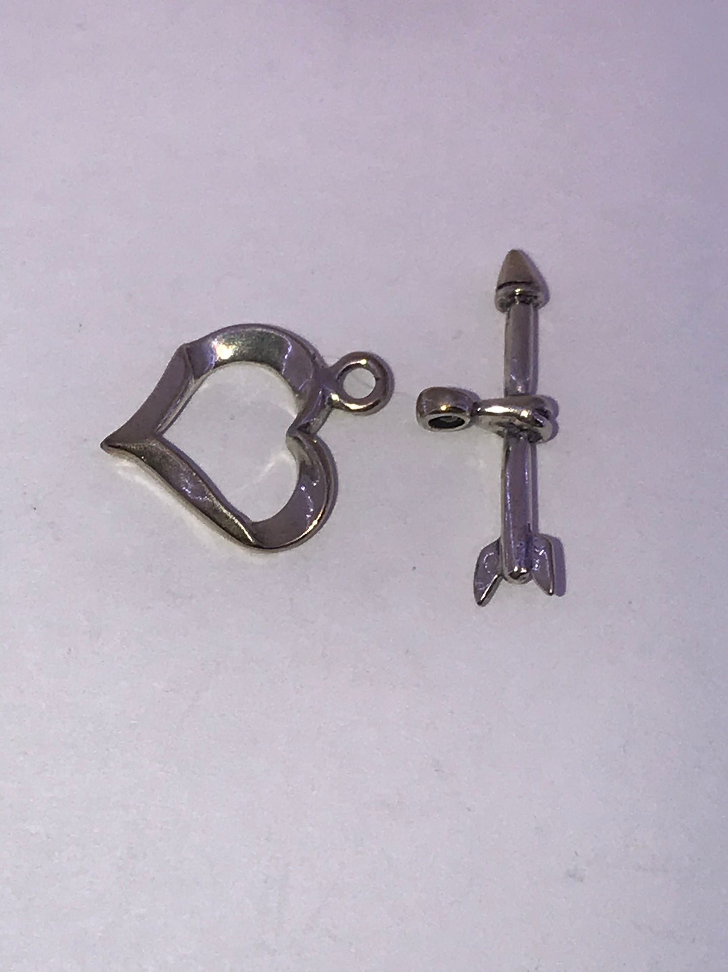 Sterling Silver Heart and Arrow Toggle Clasp