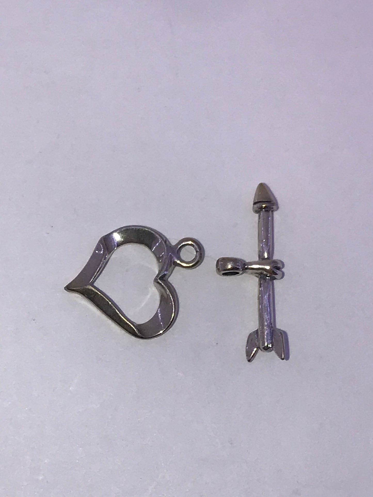Sterling Silver Heart and Arrow Toggle Clasp