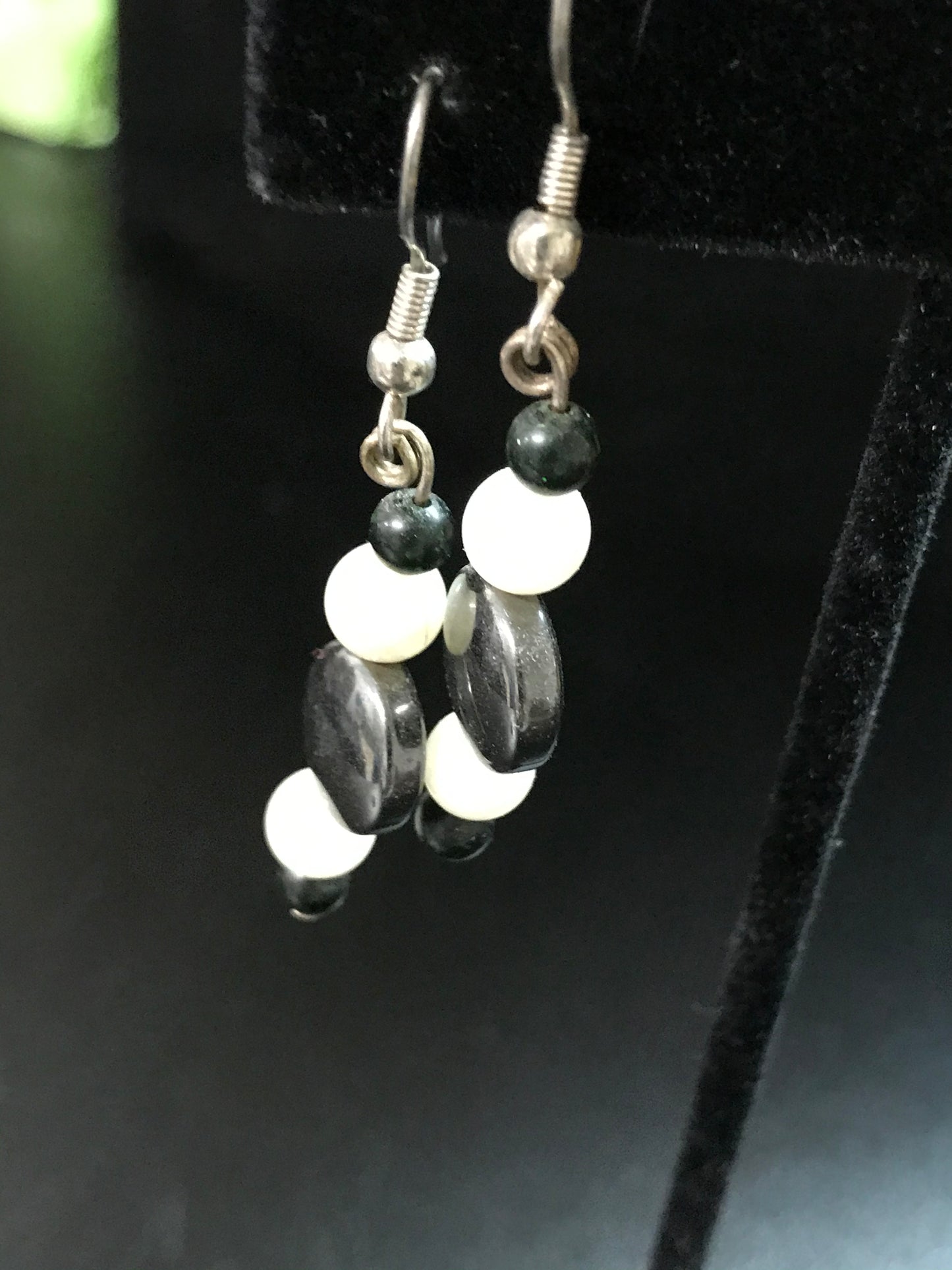 Hematite And Jade Earrings