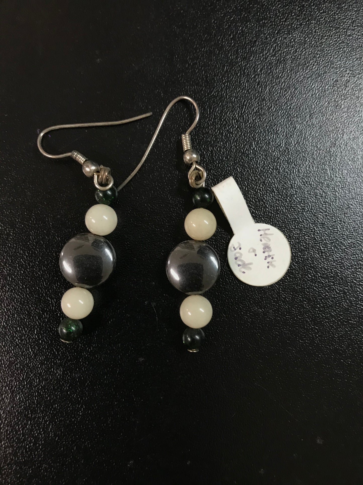 Hematite And Jade Earrings