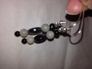Hematite And Jade Earrings
