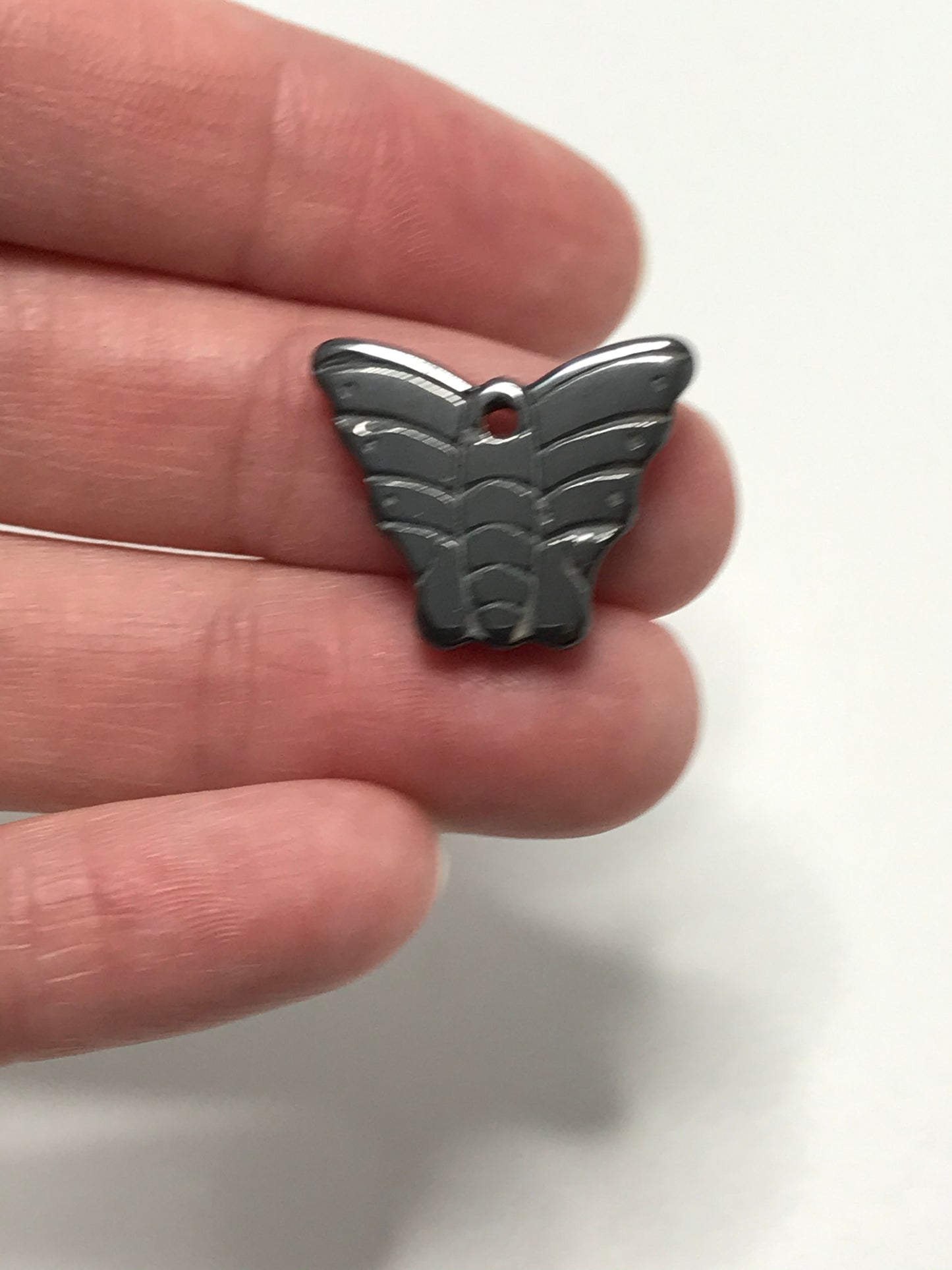 Small Hematite Butterfly Pendant
