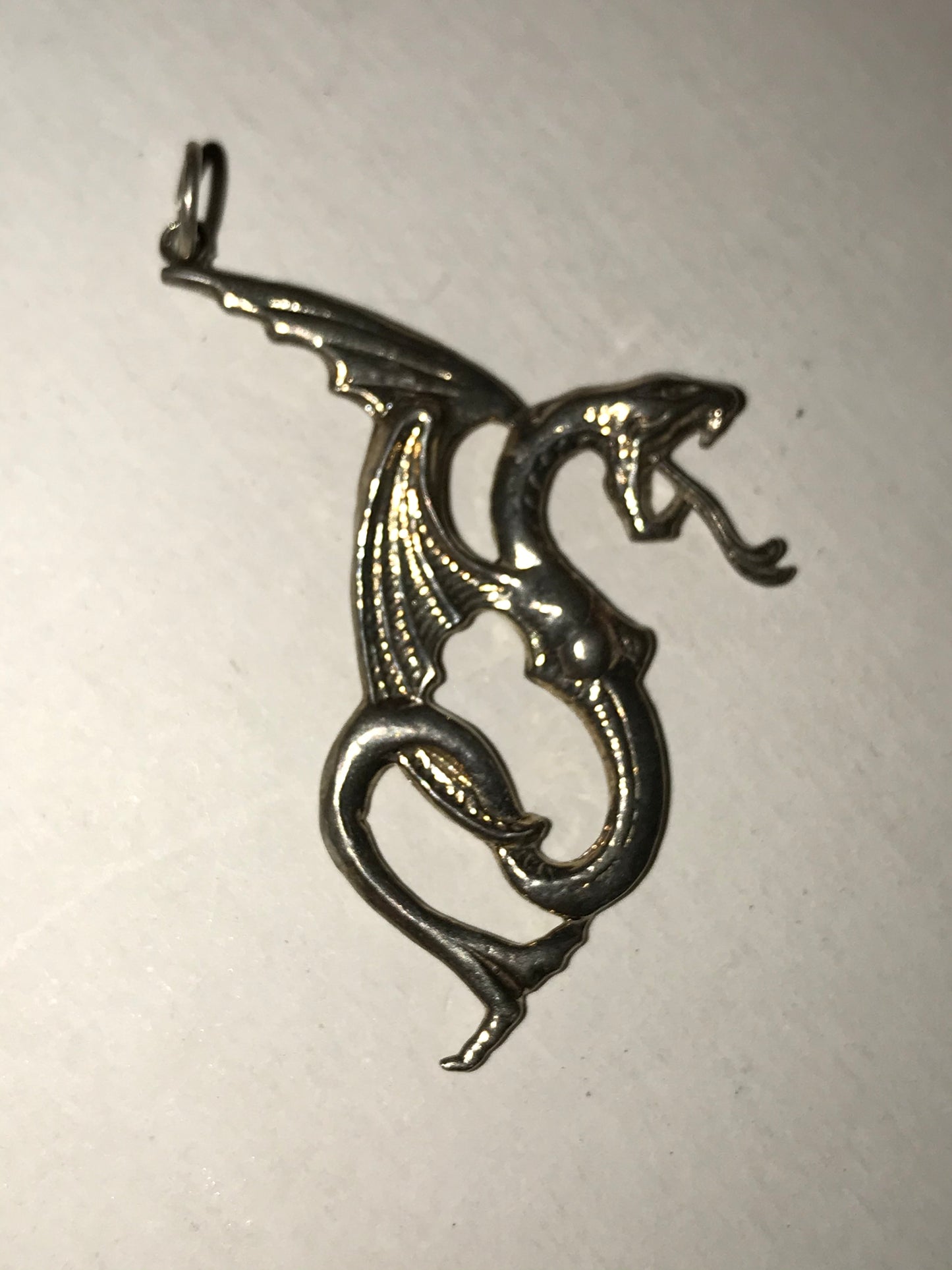 Sterling Silver Hissy Dragon Pendant, Large