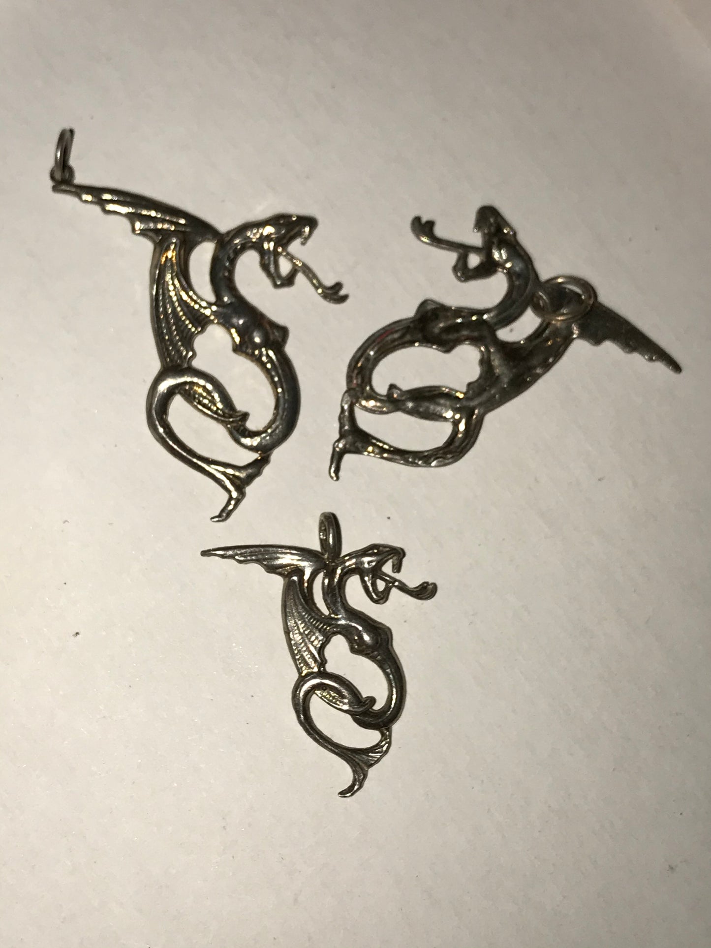 Sterling Silver Hissy Dragon Pendant, Large