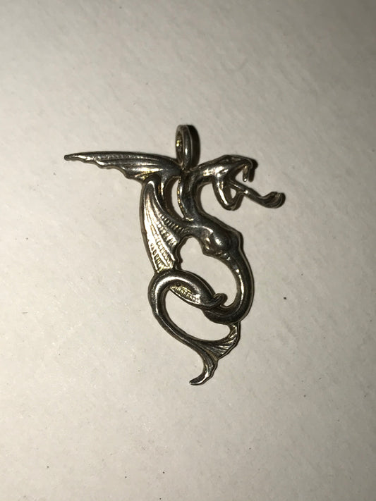 Sterling Silver Small Hissy Dragon Pendant