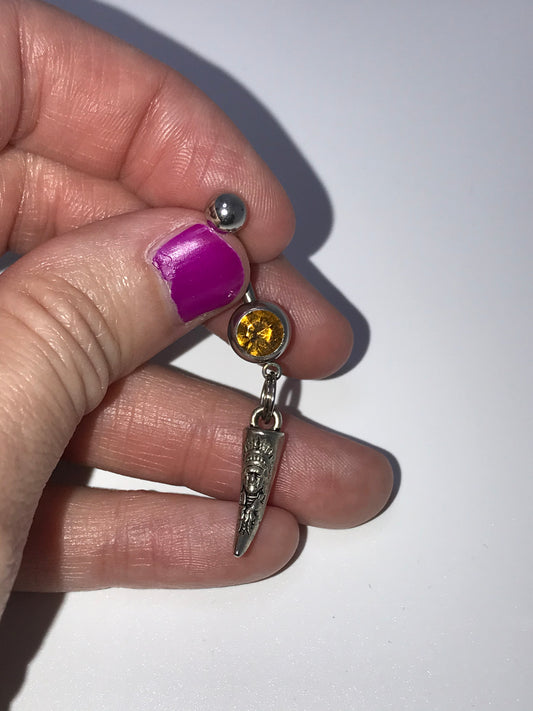 Native American Horn Type Dangle Belly Ring