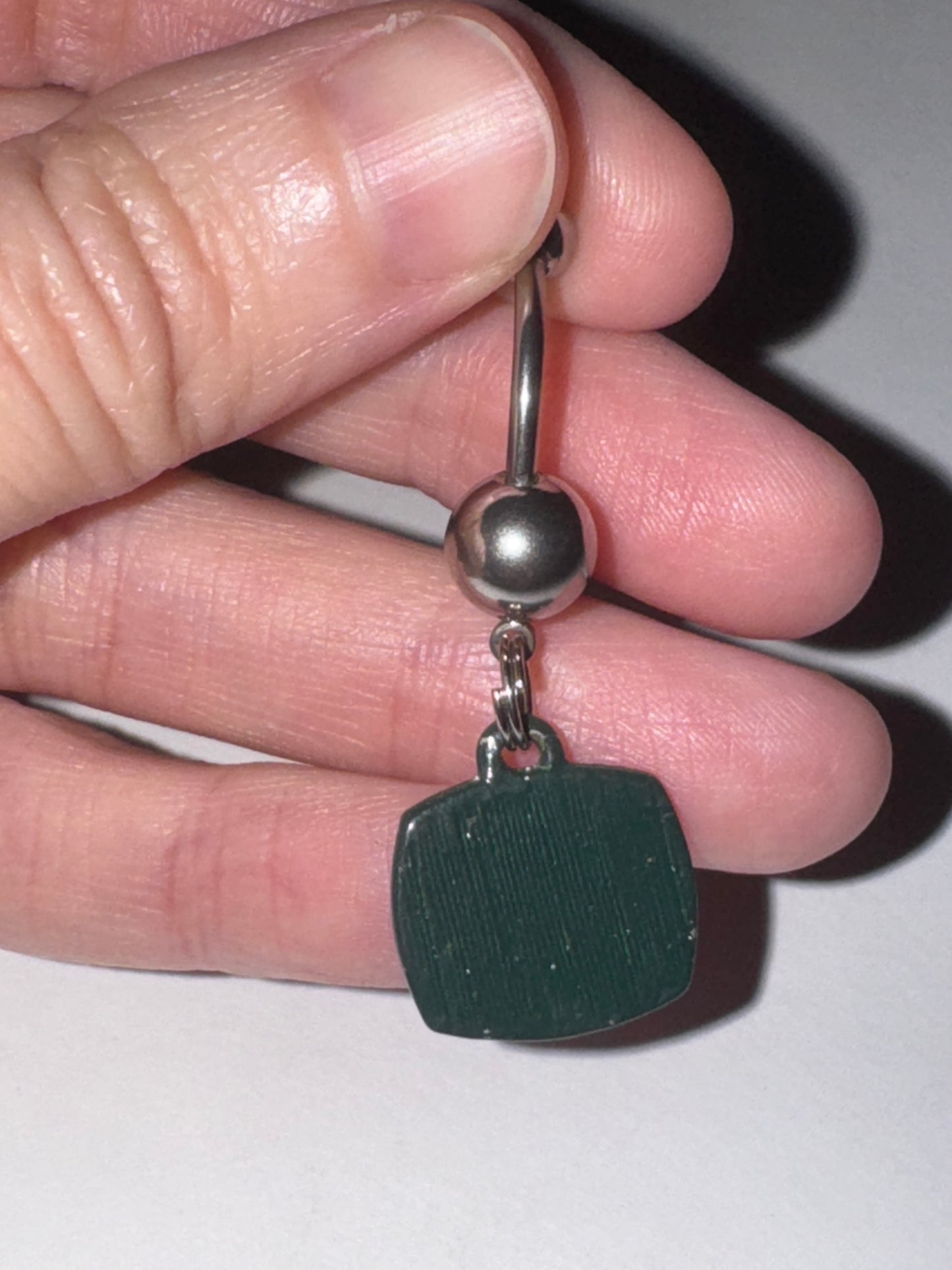 Medium Pink Gem John Deere Dangle Belly Ring