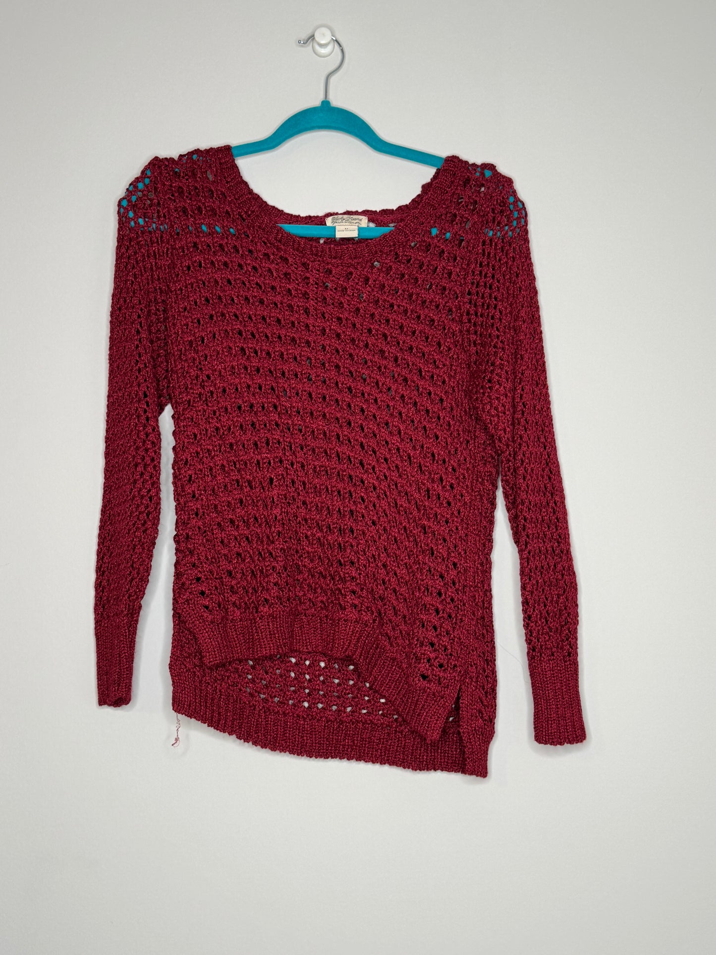Lucky Brand Red Open Knit Long Sleeve Sweater, Size M